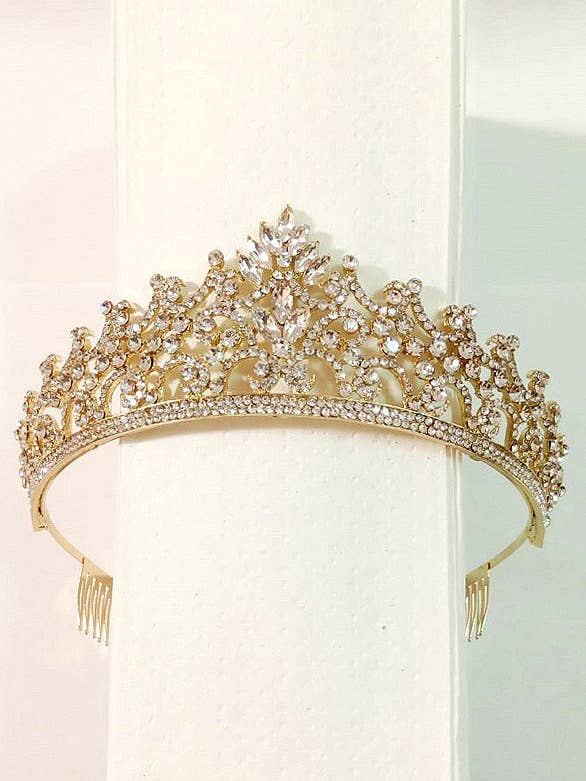 Metal Tiara With Rhinestones, One Size Fits All HT910- for wholesale by Chicas