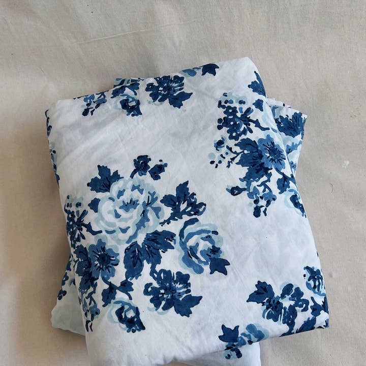 Bliss and Mischief - Wholesale Fitted Sheet - Fitted Sheet in Blossom Market Blue