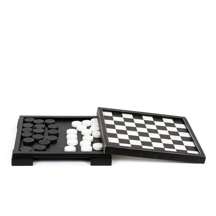 Devanie At Home (Formerly Adams & Co.) - Wholesale Board Game - 11754 - 12x12x2 wood checker board set, w/storage GAMES3