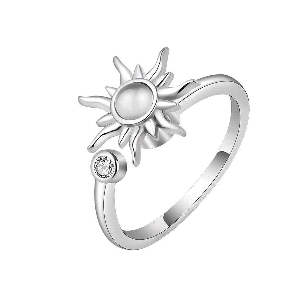Perimade & Co. LLC - Wholesale Multi-Stone Ring - Gold Sun Anxiety Fidget Spinner Ring in 925 Sterling Silver2