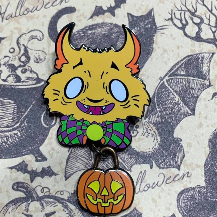 Fleas the Werewolf Halloween dangle pin for wholesale by Ash Evans