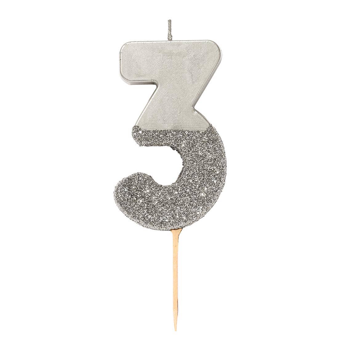 Talking Tables EU - Wholesale Cake Candle - Silver Birthday Number Candles | 0-9 | Single |12