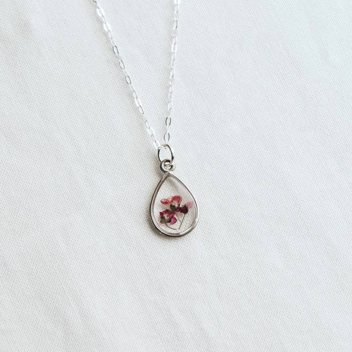 Pink Alyssum Botanical Necklace for wholesale by Ephemera