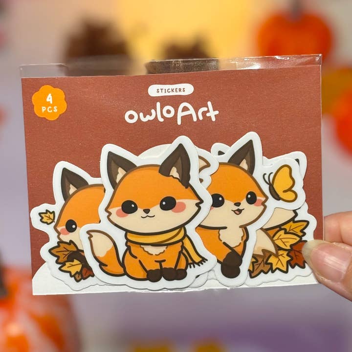 Herbstfuchs wasserdichte matte Aufkleber für den Großhandel von owloArt