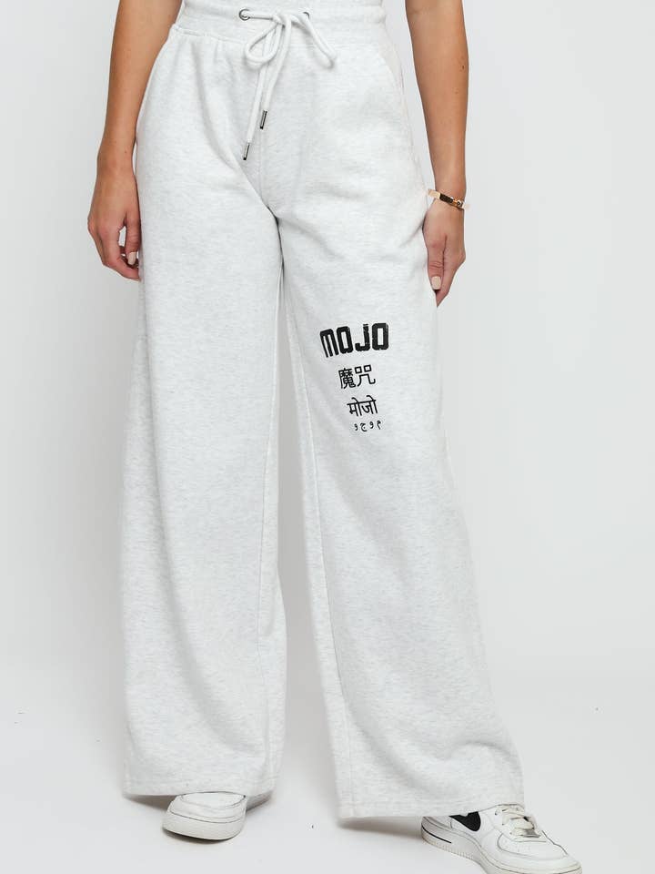 Fiora Marl Wide Leg Joggers - Grey for wholesale by JMOJO UK Limited