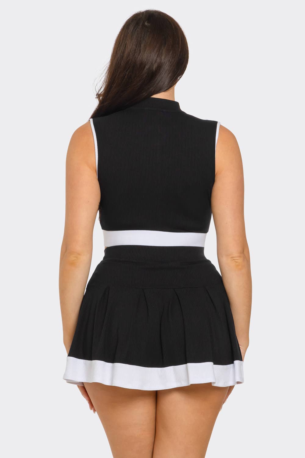 Julia by LoveJ - Wholesale Top & Skirt Set - Women's - Front Zipper Crop Top And Pleated Mini Skirt Set 12