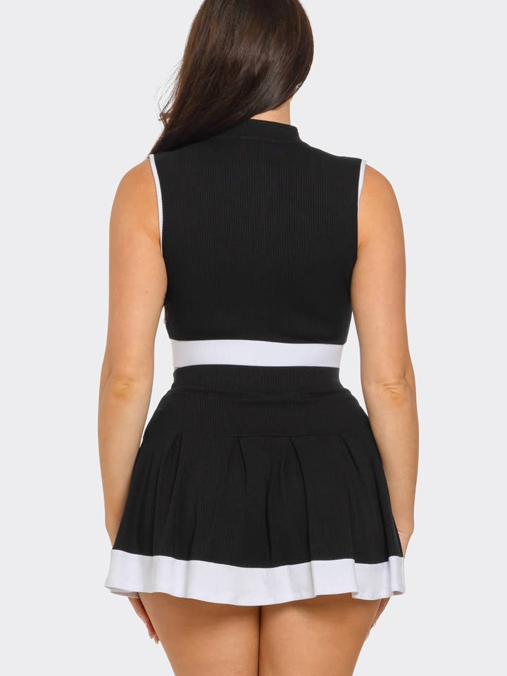 Julia by LoveJ - Wholesale Top & Skirt Set - Women's - Front Zipper Crop Top And Pleated Mini Skirt Set 12