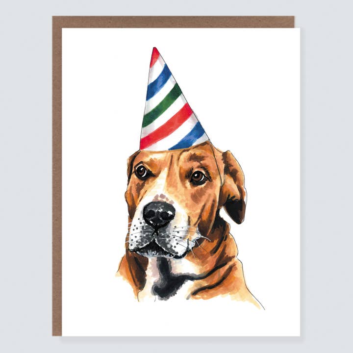 Party Hat Dog Birthday Card for wholesale by Morgan Swank Studio