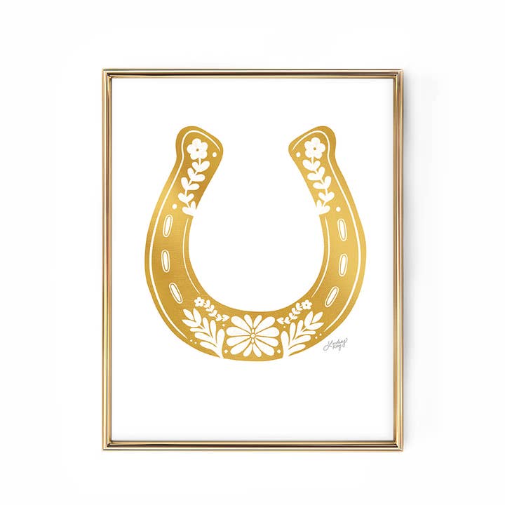 Lindsey Kay Collective - Wholesale Art Print - Western Floral Horseshoe Illustration - Art Print