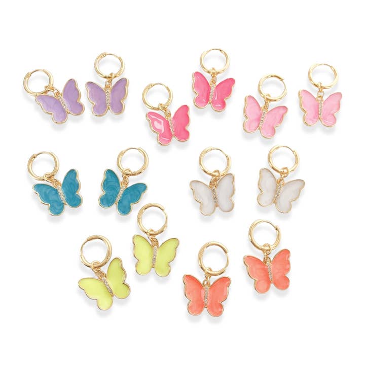 AER022 - Enamel Butterfly Earrings* for wholesale by OMG Blings