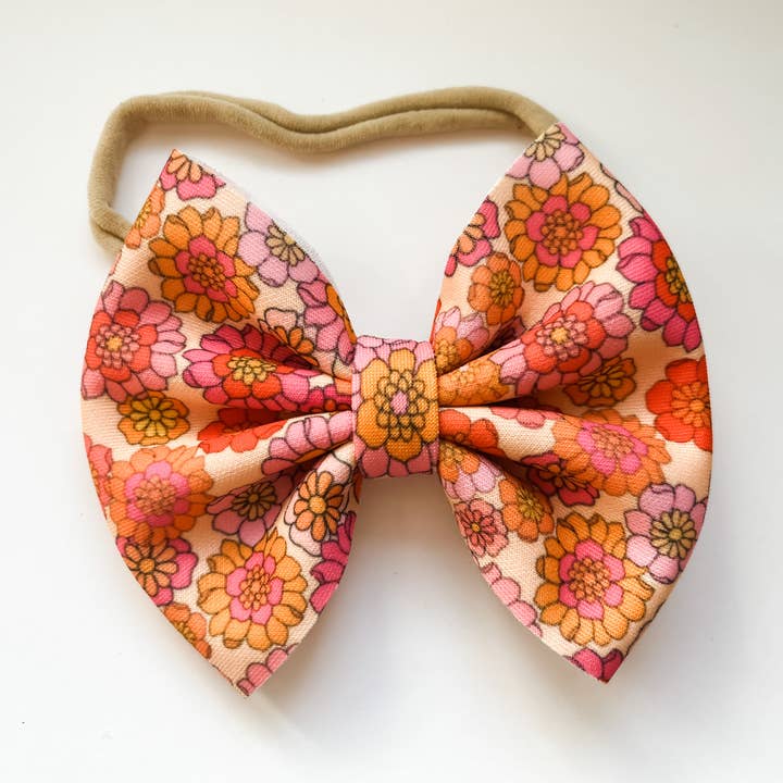 Baby Bow Headbands - Bright Floral for wholesale by Boho + Babe