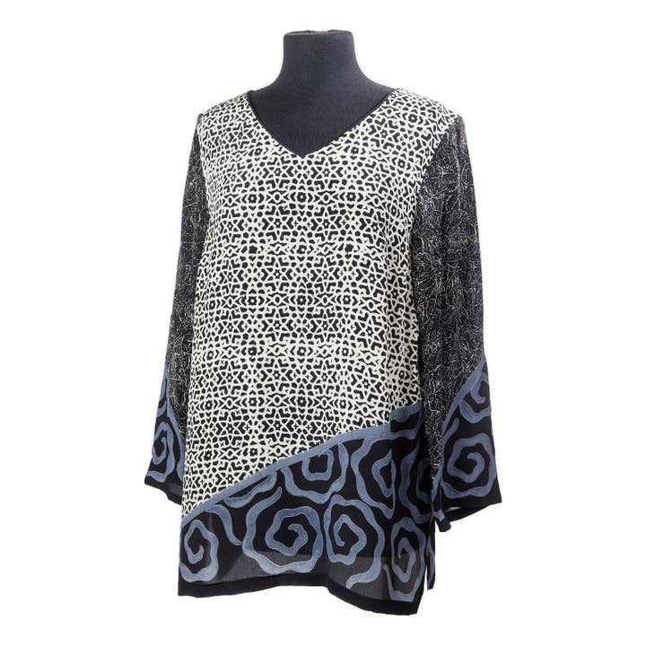 Tunique - Noir Ivory Grey pour la vente par Harshita's Designs