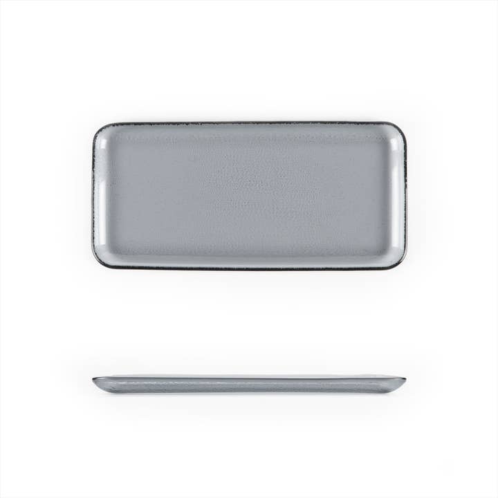 Turgla Fusion Glass 12.25" x 6" x h:1" Rectangular Charcoal Glass Platter for wholesale by TURGLA HOME