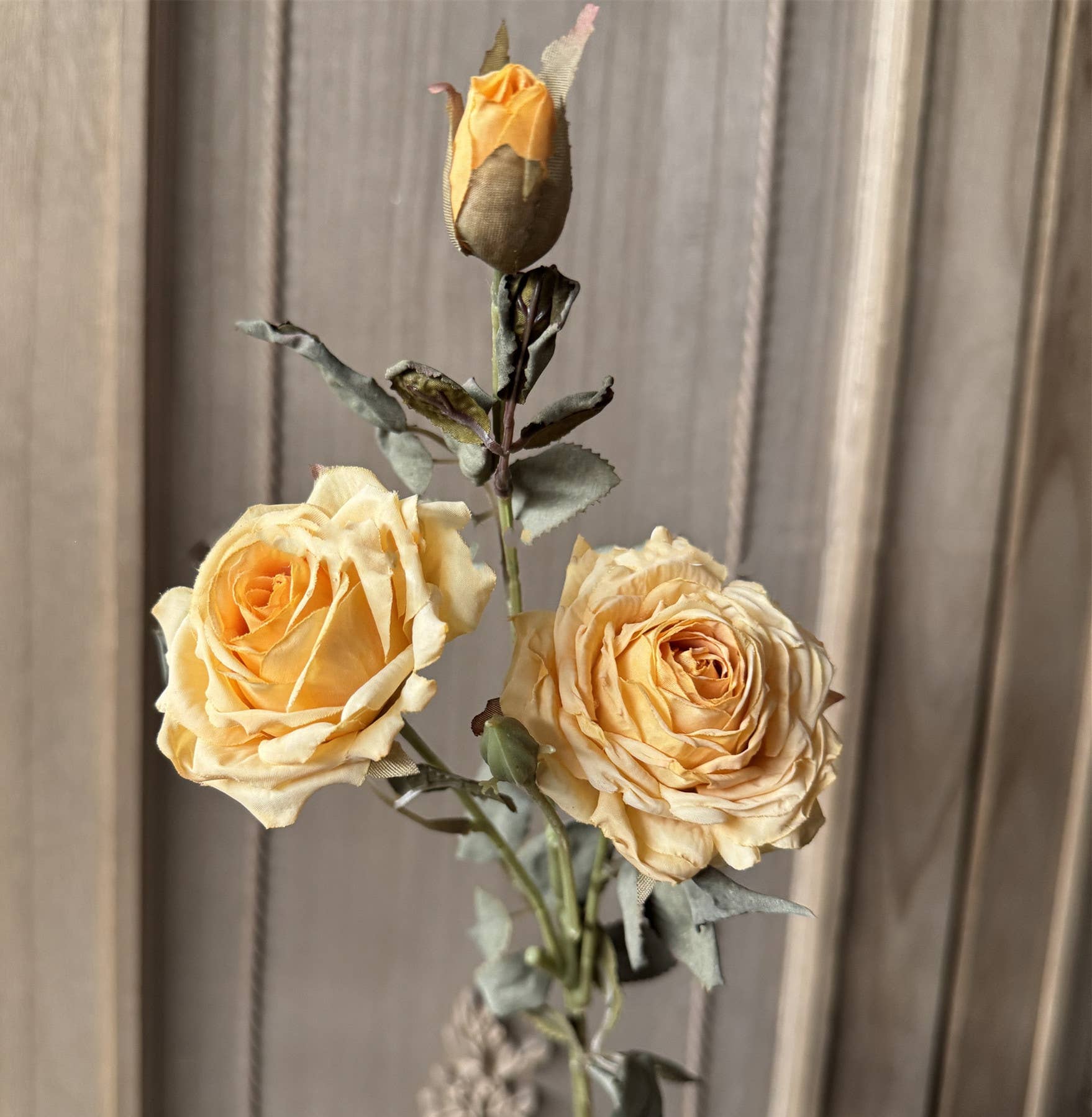 Sweet Home Deco - Vendita all'ingrosso Fiori finti - Ramo di Rosa Singola Faux Vintage da 23'', 3 Fiori, Petalo Bruciato3