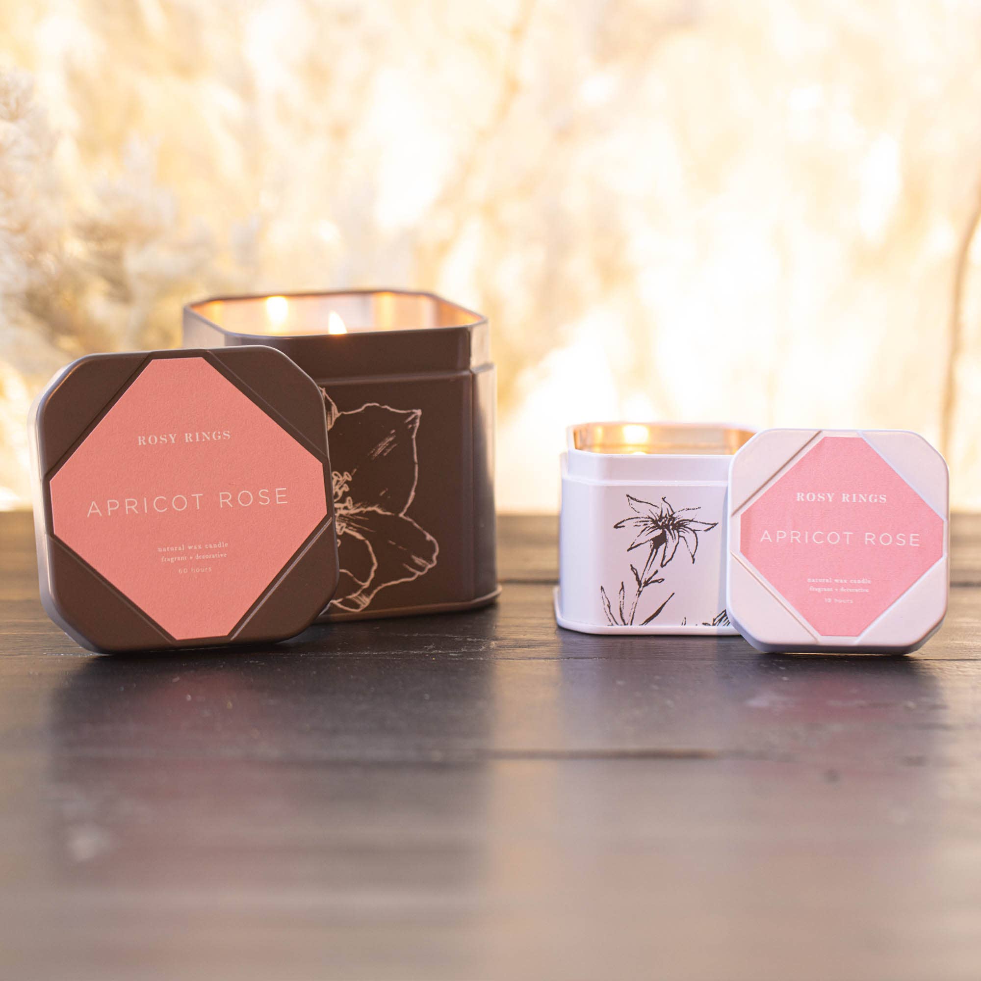 Rosy Rings - Wholesale Travel Candles - Accent Tin Candle - Apricot Rose2