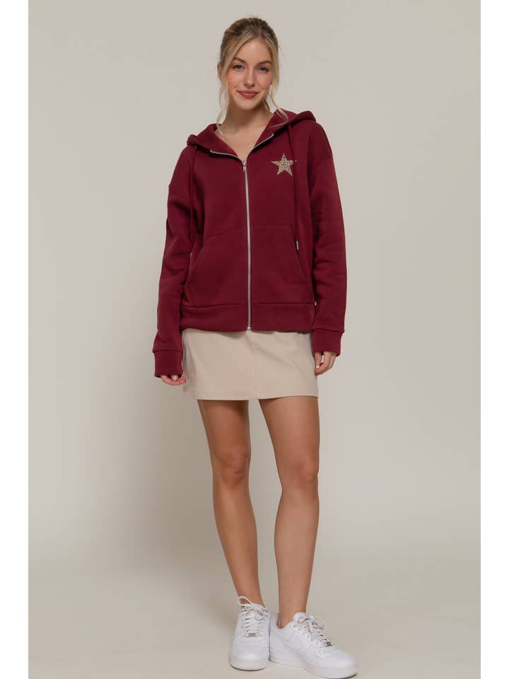 Active Basic | Active USA - Wholesale Hoodie - Women's - Long Sleeve Front & back Print Zip-Up Hoodie Jacket4