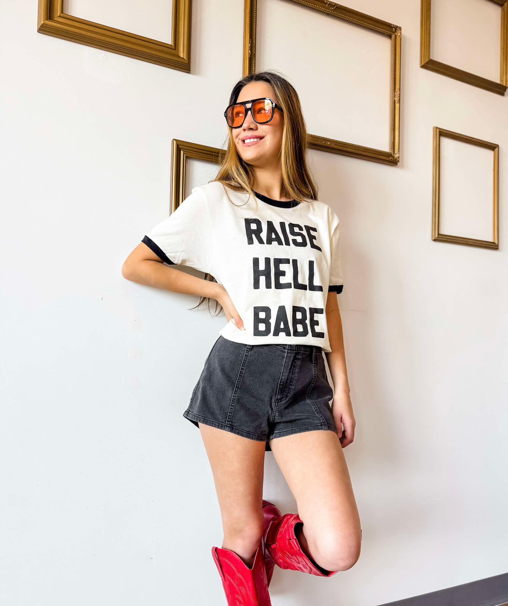 Mugsby - Wholesale Shirt - Women's - Raise Hell Babe Ringer Shirt, Ringer Tee, Raise Hell Graphic1