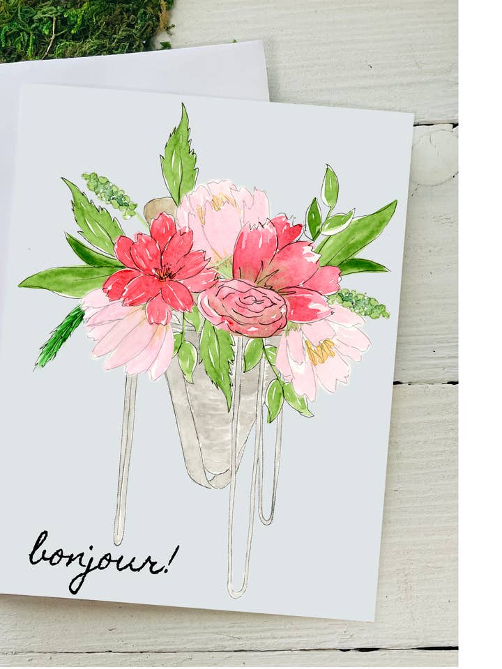 Bonjour Card for wholesale by Krafty Inc