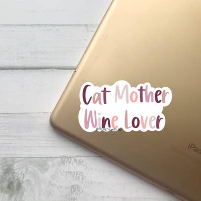 Cat Mother Wine Lover Sticker for wholesale by Olivia Jean Boutique