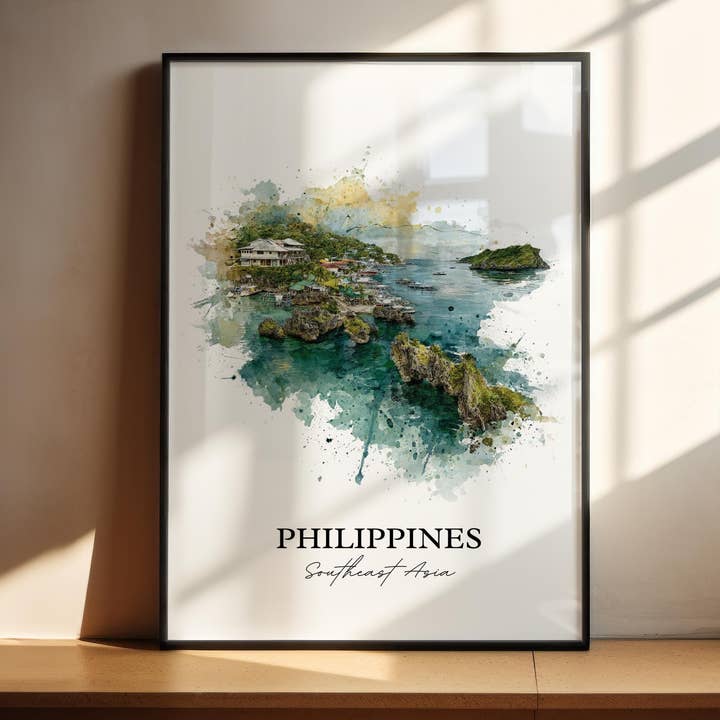 Philippines Wall Art, Philippines Print, Philippines Watercolor Art, Philippines Gift, Travel Print, Travel Poster, Housewarming Gift for wholesale by Premium Travel Art