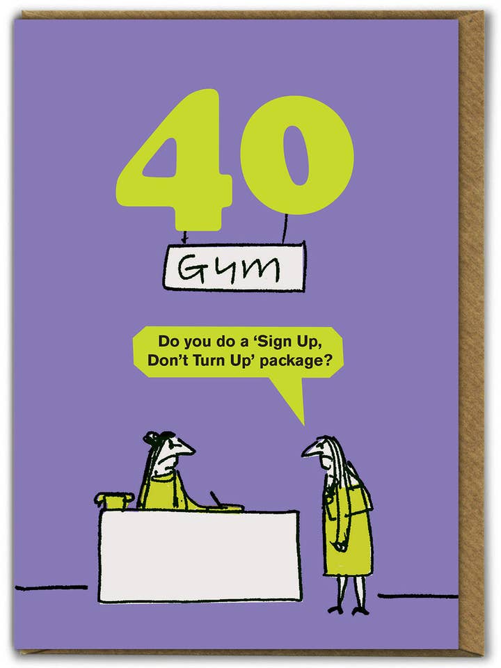 Sjov 40-års fødselsdagskorttilmelding af Modern Toss for engroshandel hos Brainbox Candy