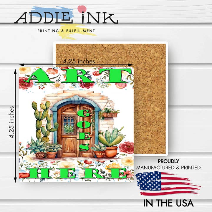 ADDLE iNK - Wholesale Coasters - Custom Printed Square Absorbent Stoneware Coaster1