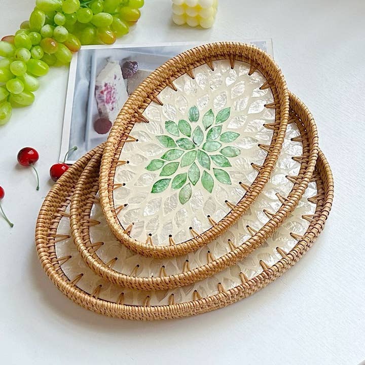 RATTAN OVAL FRUIT TEA SHELL TRAY STORAGE BASKET_CWMM4506 for wholesale by ACCITY