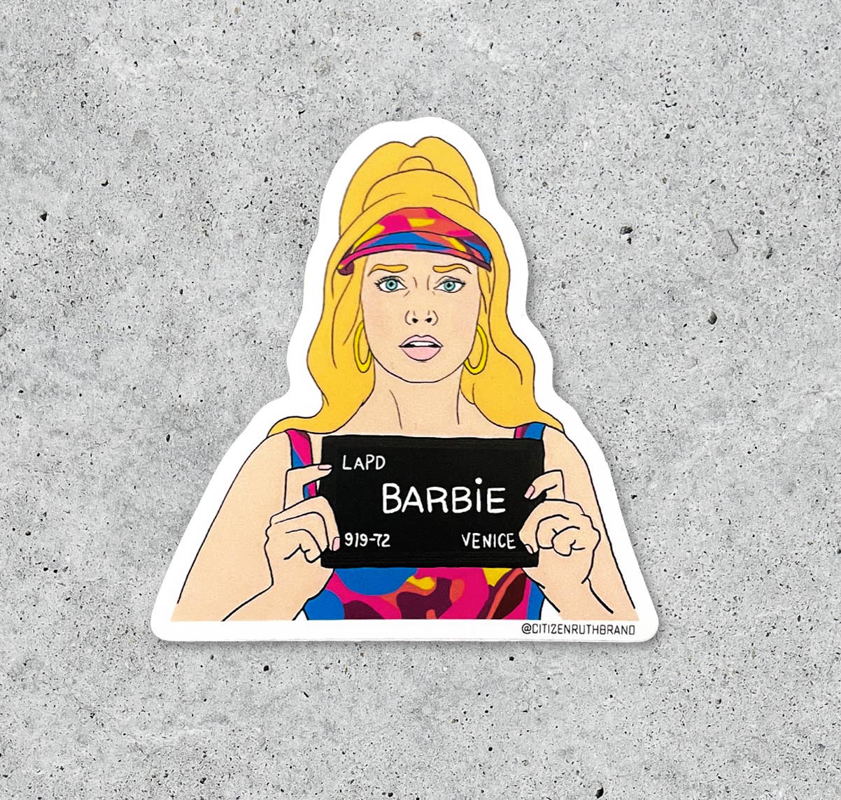Citizen Ruth – wholesale Sticker – Barbie Mug Shot vinyl sticker