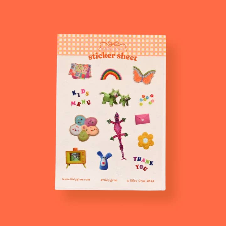 Feuille d'autocollants du menu enfants pour la vente par Riley Grae