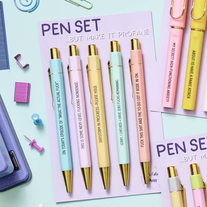 La Folie Press - Wholesale Pen - Profane Pens - Set of 5 Funny Swearing Ballpoint Pens1