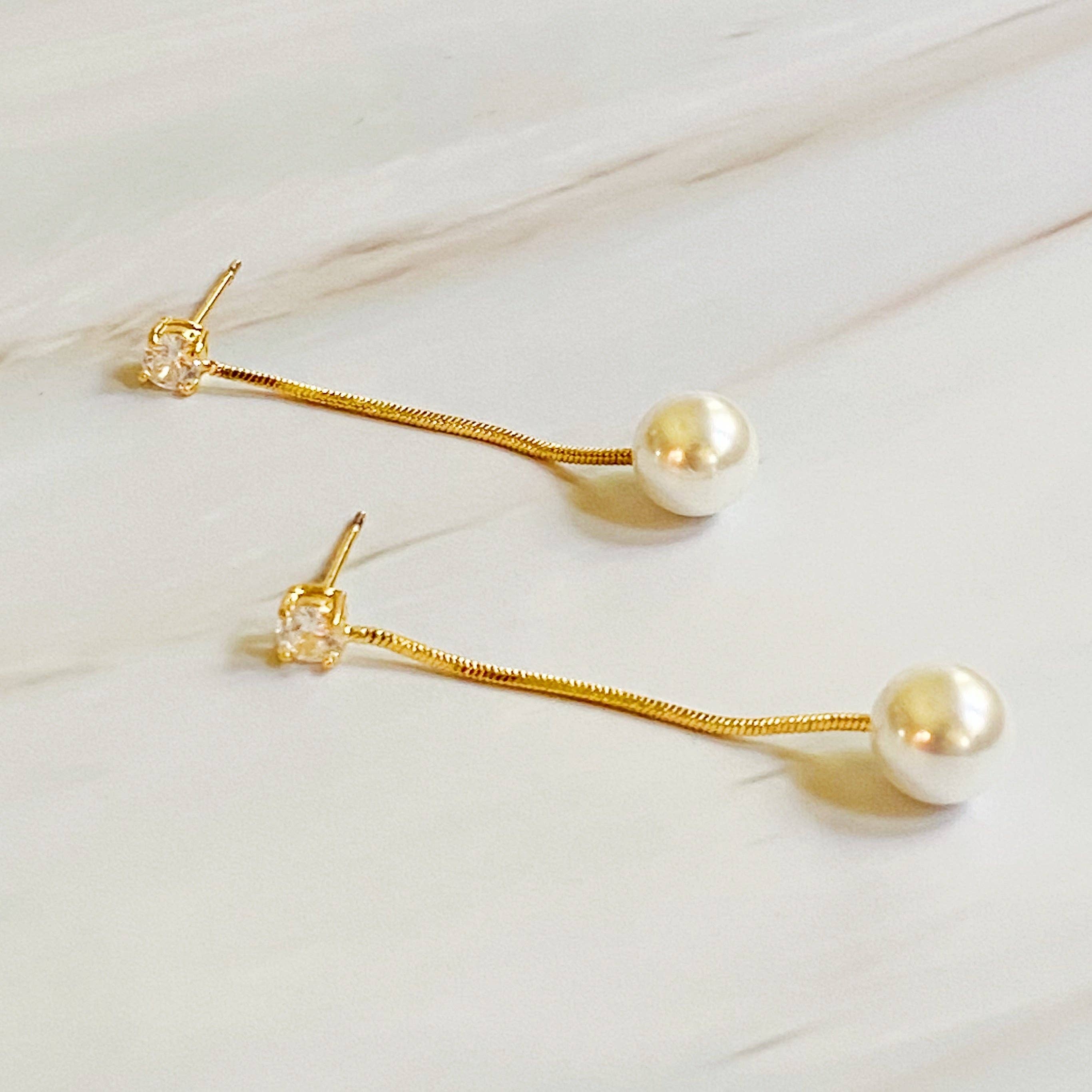 Ellison+Young - Wholesale Dangle Earrings - Dangling Pearl Earring1