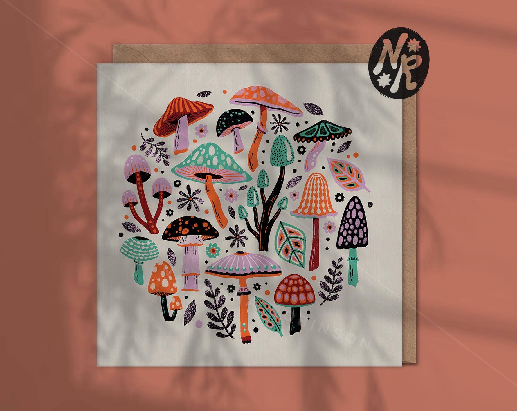 Natasha Robinson – wholesale Everyday greeting card – Mushies - Nature Forest Blank Square Greeting Card Everyday 0