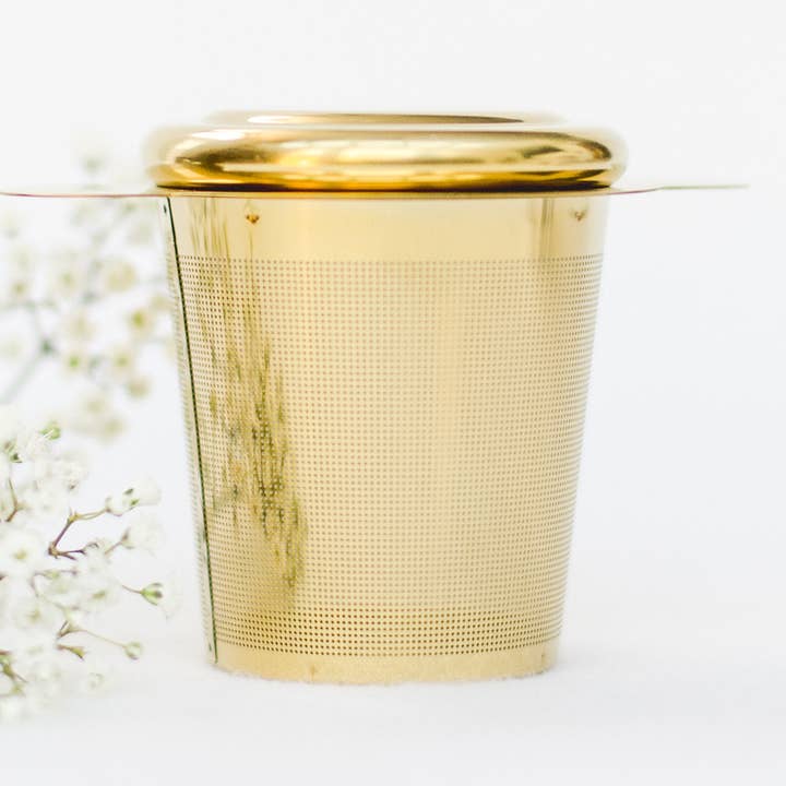 Bake Affair GmbH - Vendita all'ingrosso Colini/infusori da tè - Set da 12 filtri per tè in acciaio inox dorati0