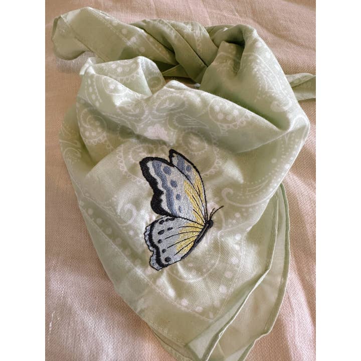 Little Lamb Designs - Wholesale Bandana - Women's - Embroidered Butterfly On Bandana, Tshirt, Or Onesie