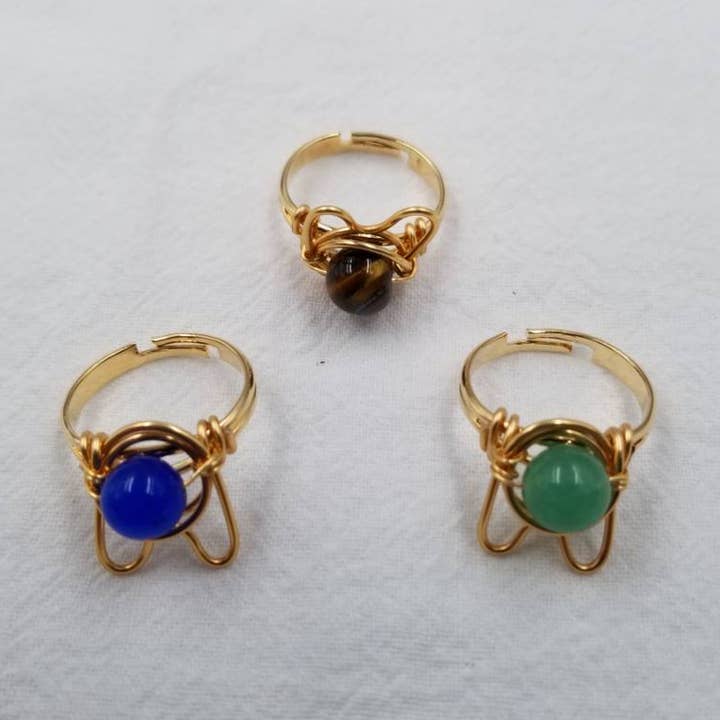 Verstelbare draadgeweven edelsteenringen voor wholesale door ENA Jewelry