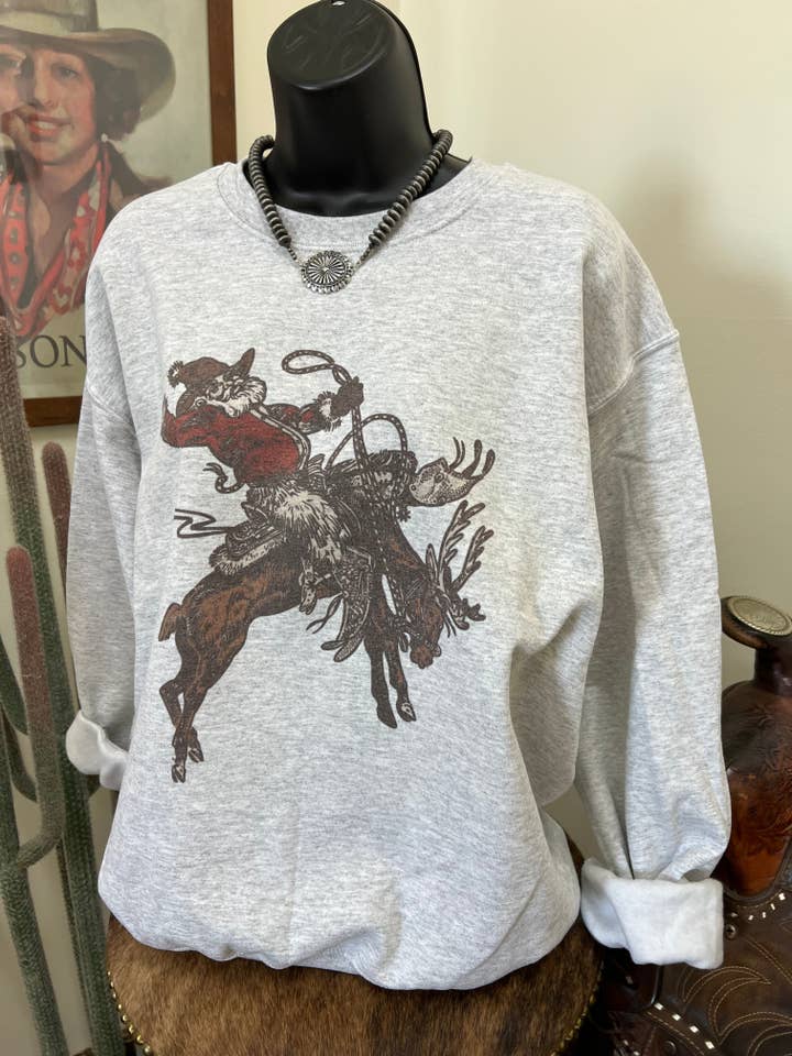 Lost Creek Boutique LLC - Wholesale Graphic Sweatshirt - Women's - Rank Reindeer Santa Crewneck2