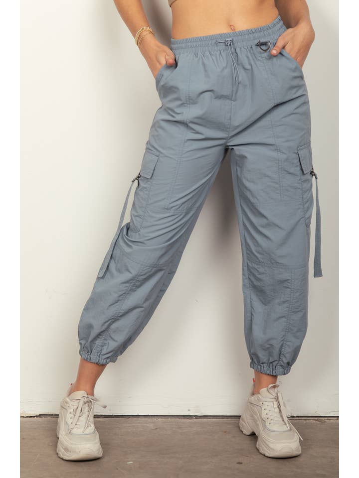 VERY J - Wholesale Pants - Women's - NP70377-Elastic Waist Solid Woven Cargo Pants18