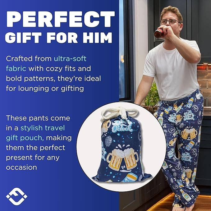 Funky Junque - Wholesale Sleepwear Bottom - Men's - Mens Pajama Pants - It's Beer O'clock - Navy