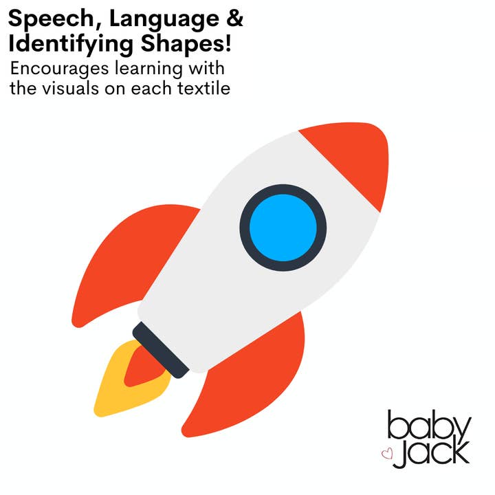 Baby Jack and Company - Wholesale Crinkle Tag Toy - Baby - Space Moon Stars Planets & Rockets NASA Crinkle Toy 8"x 8"7