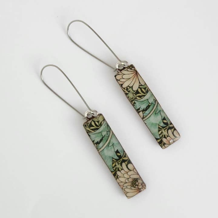 Orecchini pendenti Washi Tape William Morris Mum, misura media, sottili per la vendita all'ingrosso da parte di Sweet Space Studio