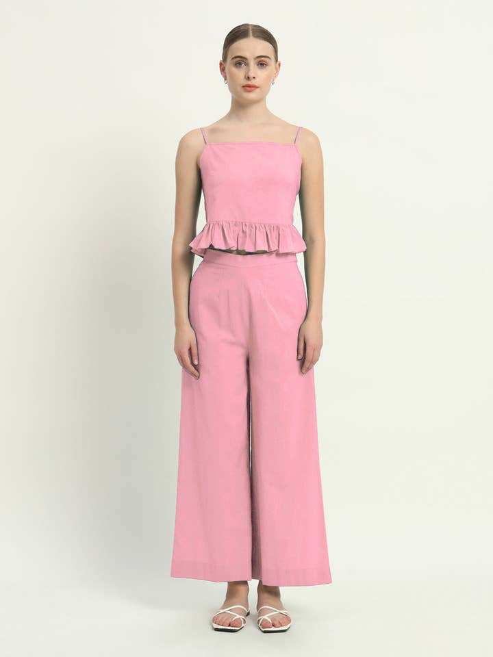 Verspieltes Willow Solid Fondant Pink Co-ord Set für den Großhandel von Thevasa