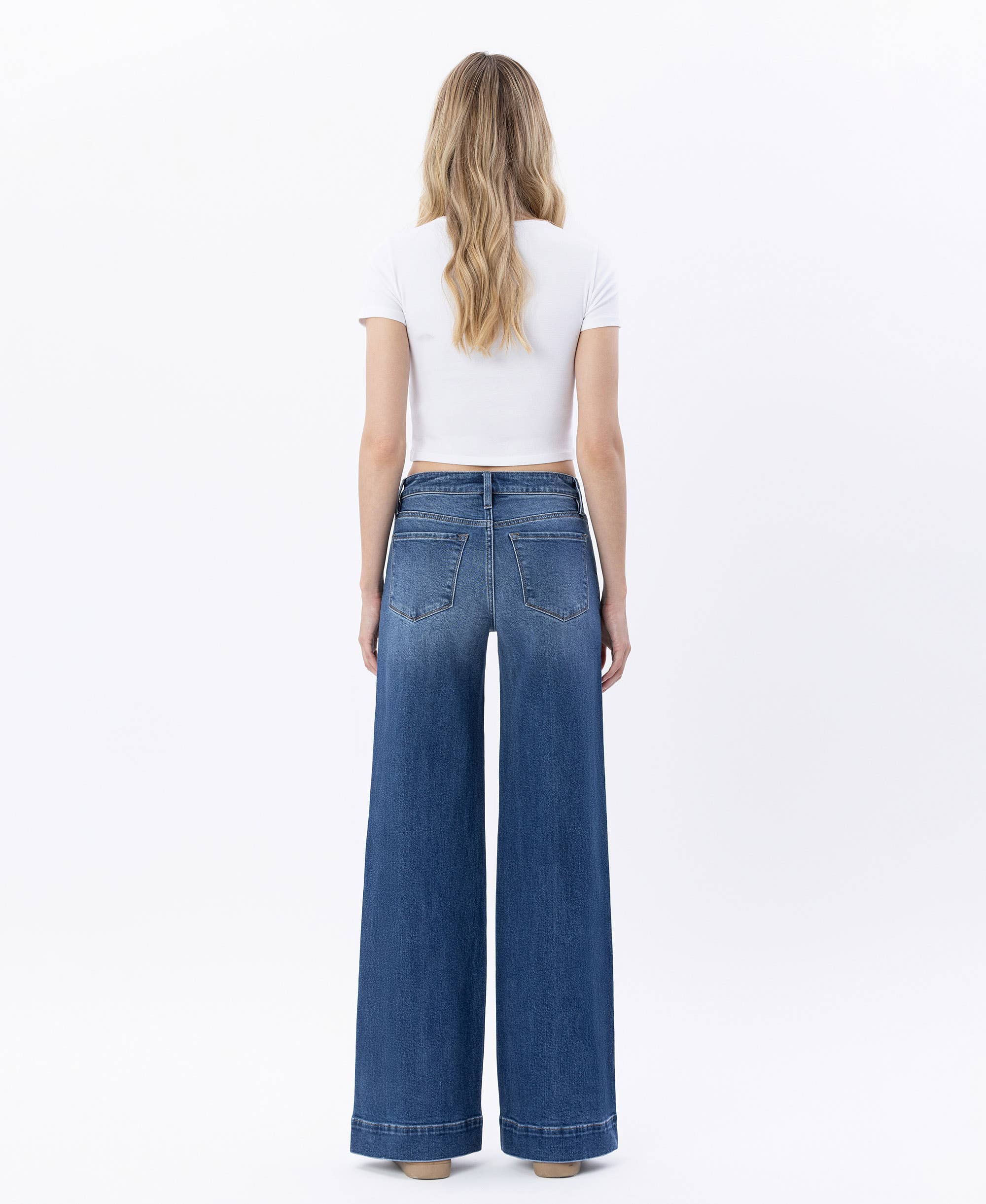 MOON BAR HIGH RISE TROUSER HEM WIDE LEG JEANS LV1753 for wholesale on Faire5