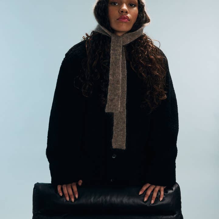 Nitah - Wholesale Scarf - Women's - Heather brown Maya hooded scarf1