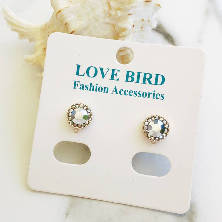 Brincos de cristal cinza por atacado de Love Bird Fashion Accessories