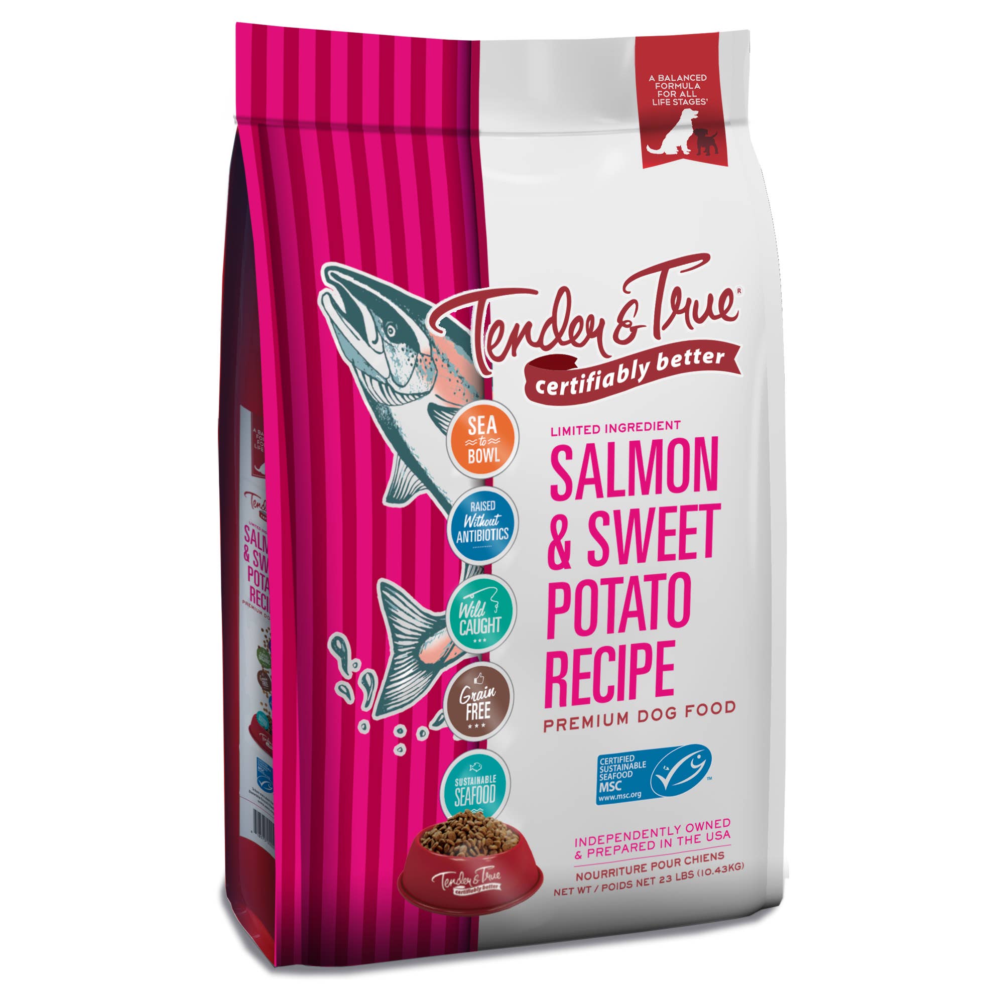 Tender & True Pet Nutrition - Wholesale Pet Food - Dog - Salmon & Sweet Potato Recipe Dry Dog Food, M/L bag1