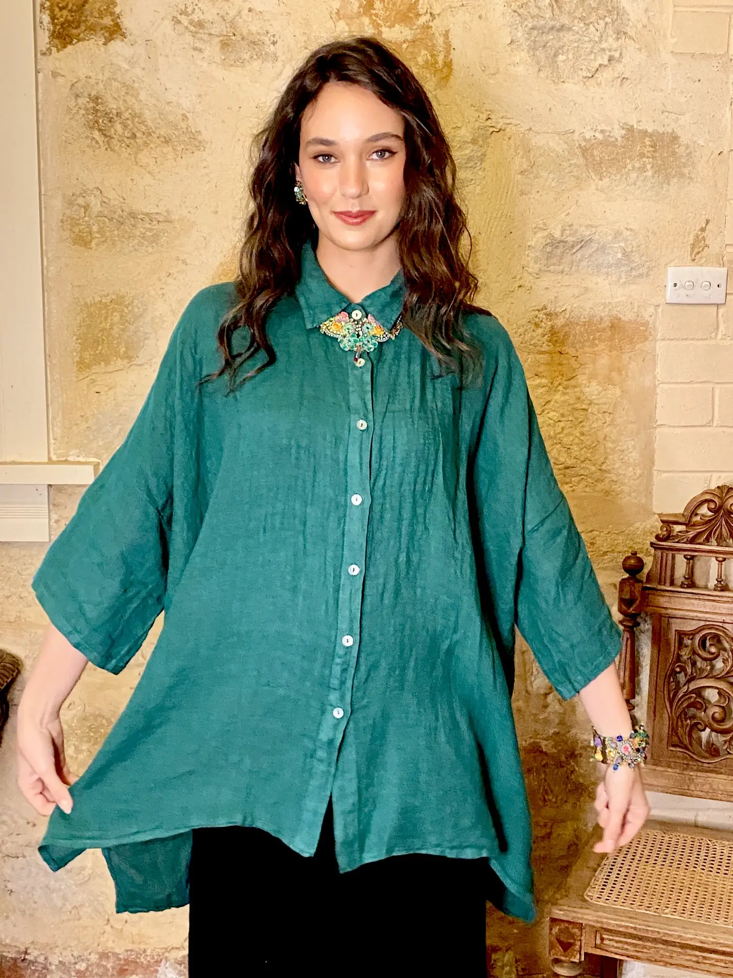 Miss Rose Sister Violet - Wholesale Button Down Shirt - Women's - WOMEN'S - Teddy Linen Shirt13