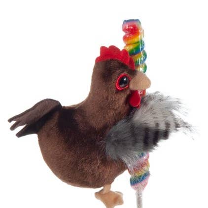 The Petting Zoo - Wholesale Lollipop - 5" (13cm) Lollyplush Chicken w/ 14" Rainbow Lollipop