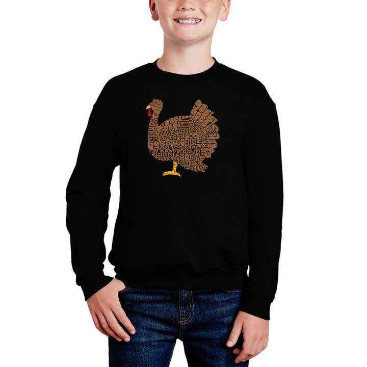 Thanksgiving - Boy's Word Art Crewneck Sweatshirt for wholesale by LA Pop Art