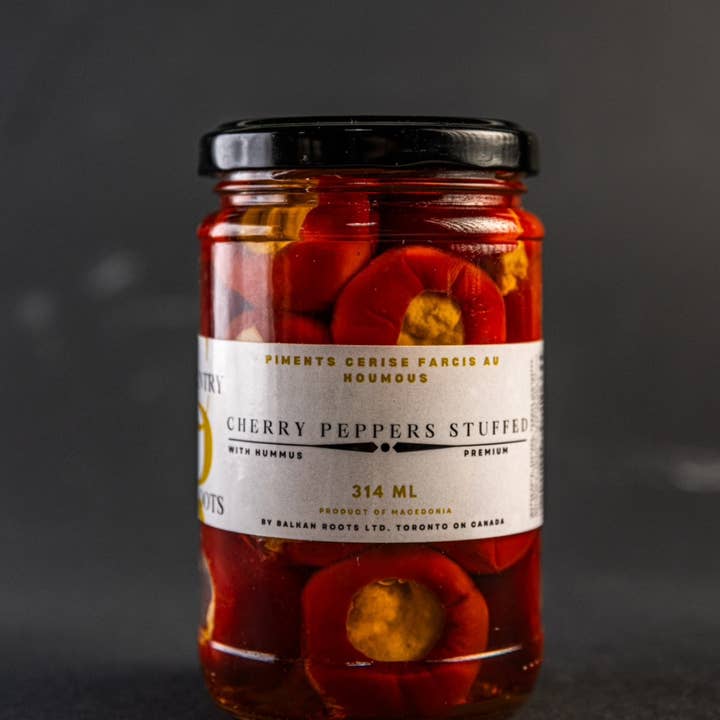 Country Roots - Wholesale Pickled Vegetables - Sun Ripened Cherry Tomatoes Stuffed with Hummus 314 ML