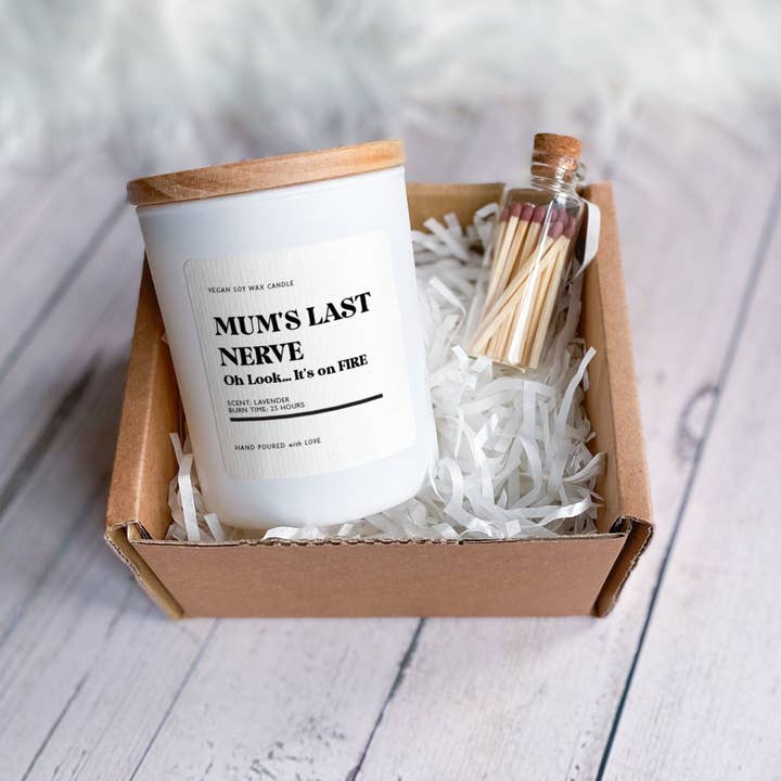 Happy Inky - Wholesale Jar/Filled Candle - Funny scented soy wax candle gift for mum Mum's last nerve